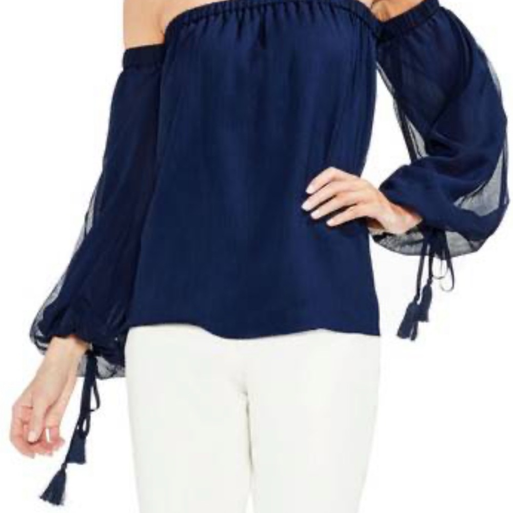 Vince Camuto Midnight Blue Off-Shoulder Blouse